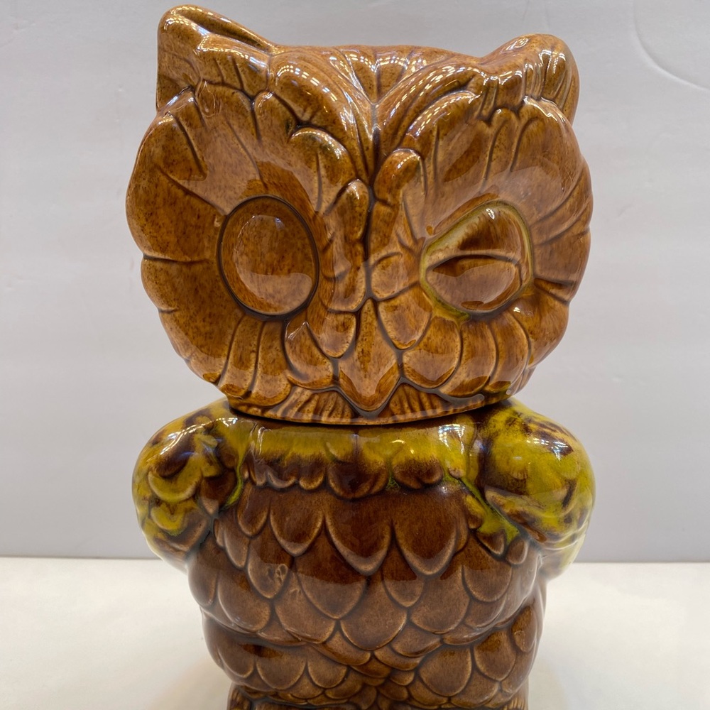 Vintage Winking Owl Cookie Jar Kitchen Collectible 1960-1970’s